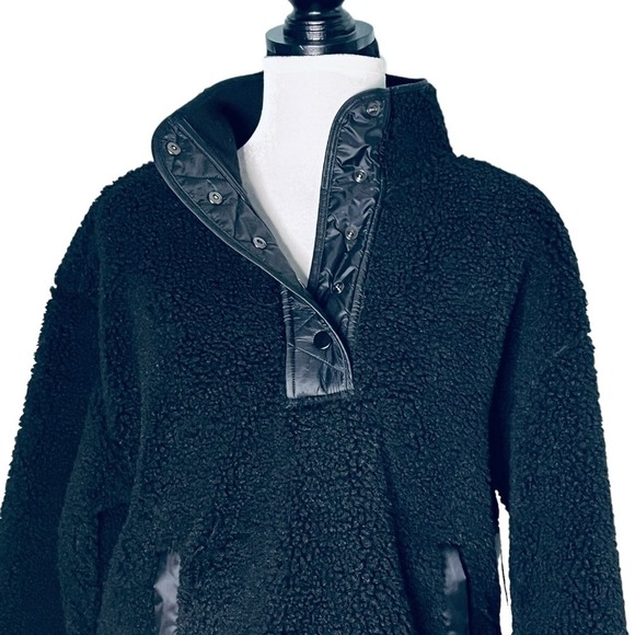 Athleta Cozy Sherpa Snap Sweatshirt Black Size Medium - Picture 4 of 12